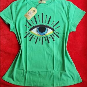 Green Eye Graphic Women's Top